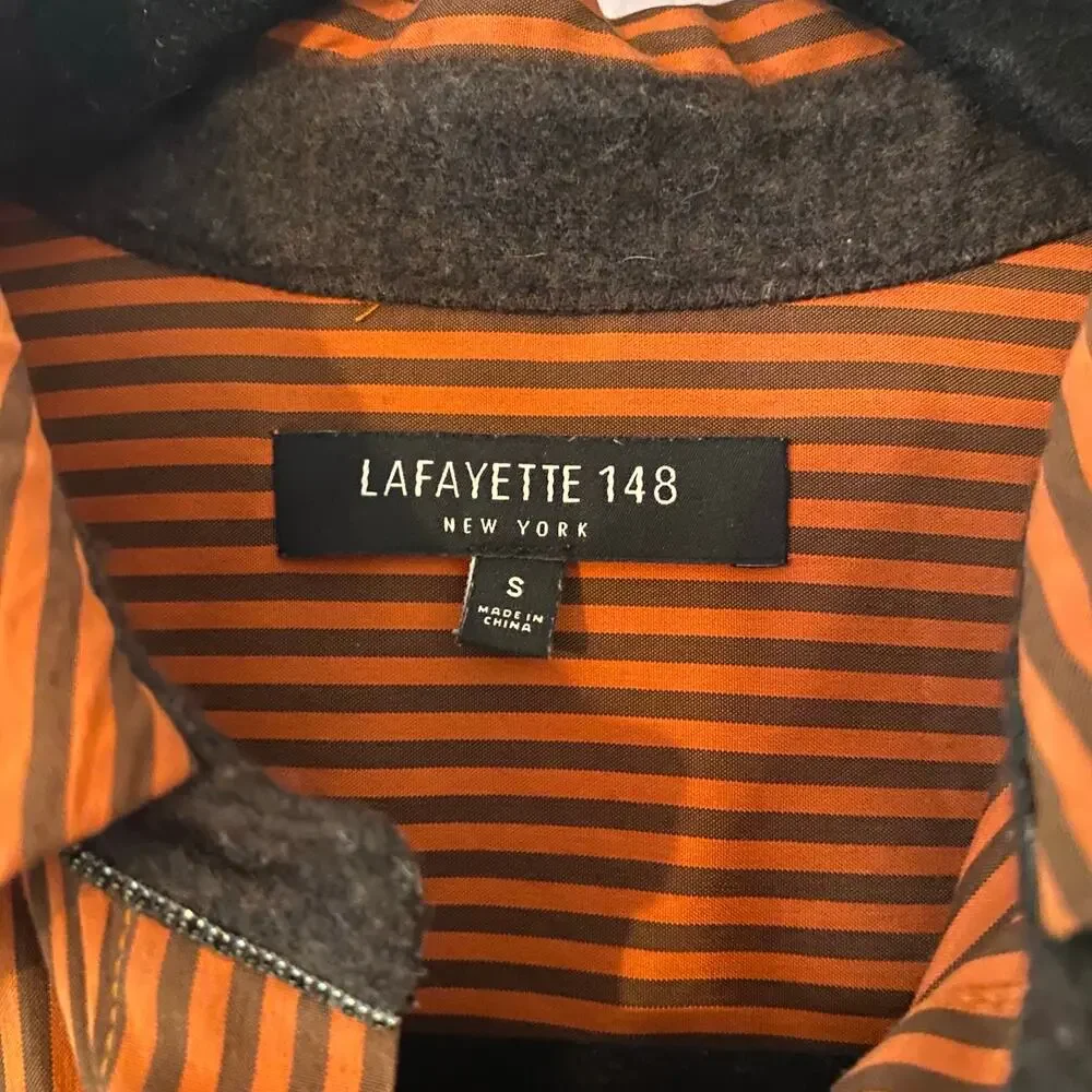Lafayette 148 Orange Brown Pinstripe Button Down Shirt Cotton Preppy size Small - Picture 2 of 12